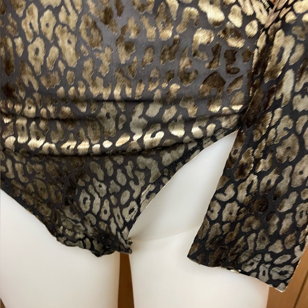 Guess Bodysuit Top Womens V-neck Leopard Print Velvet Sz XS Y2K 90s - Picture 5 of 13